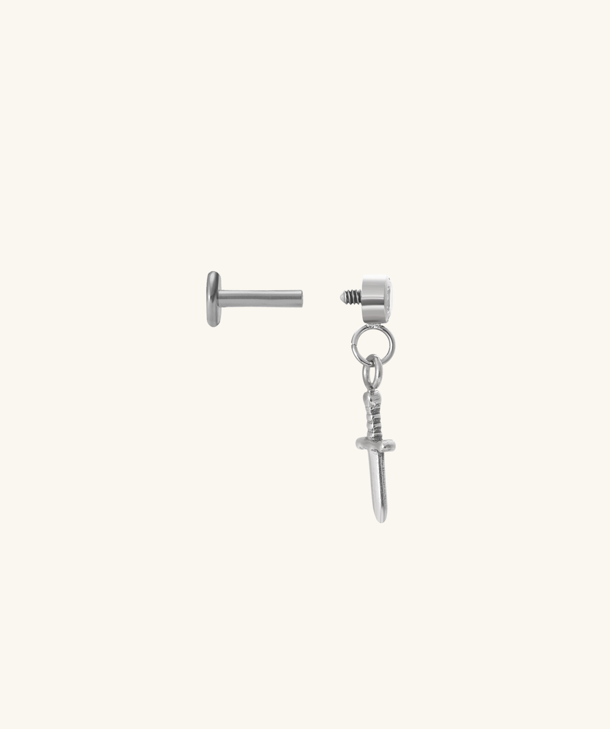 Titanium Sword Flatback Drop - Titanium - Helix, Upper Lobe, Flat - Oumo Jewelry