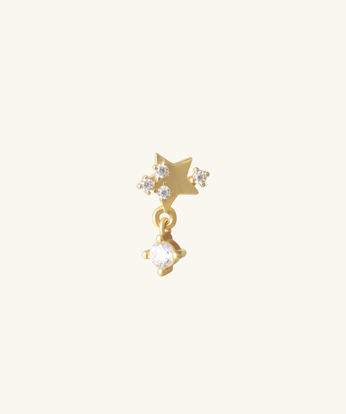 Twinkling Star Drop - Stainless Steel - Upper Lobe, Flat - Oumo Jewelry