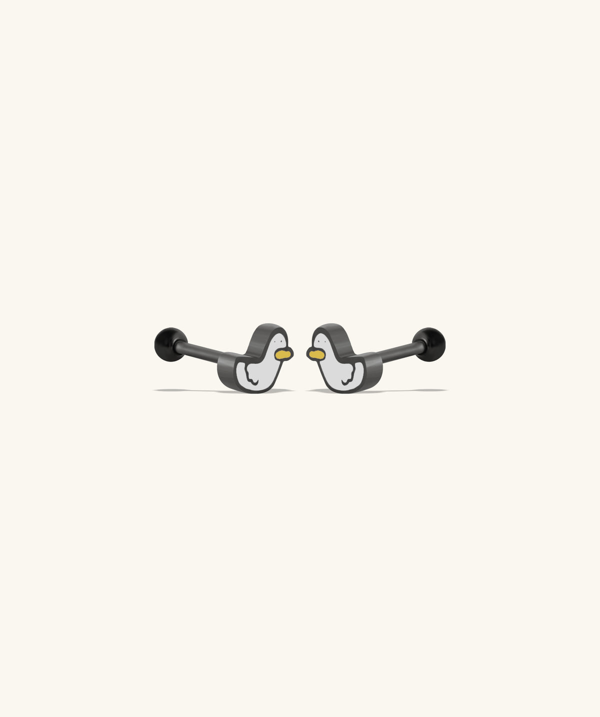 Cute Duck Studs - Stainless Steel - Upper Lobe, Helix, Flat - Oumo Jewelry
