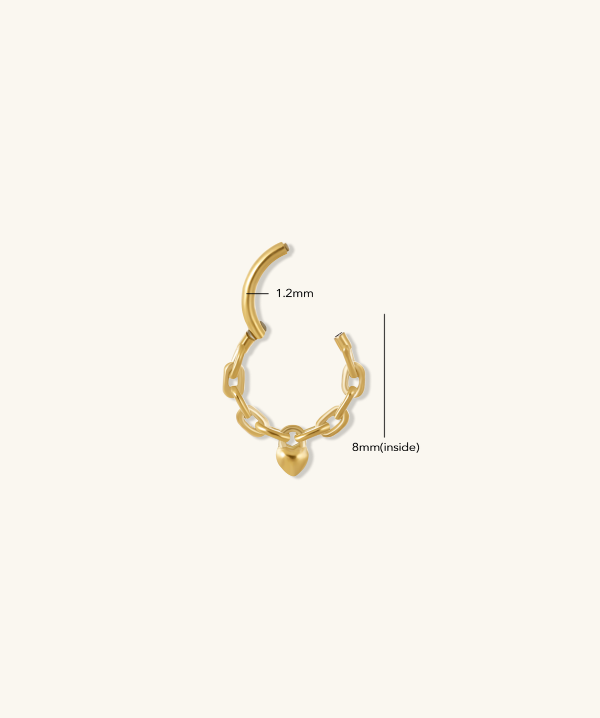 Chain Link Heart Hoop - Stainless Steel - Daith - Oumo Jewelry