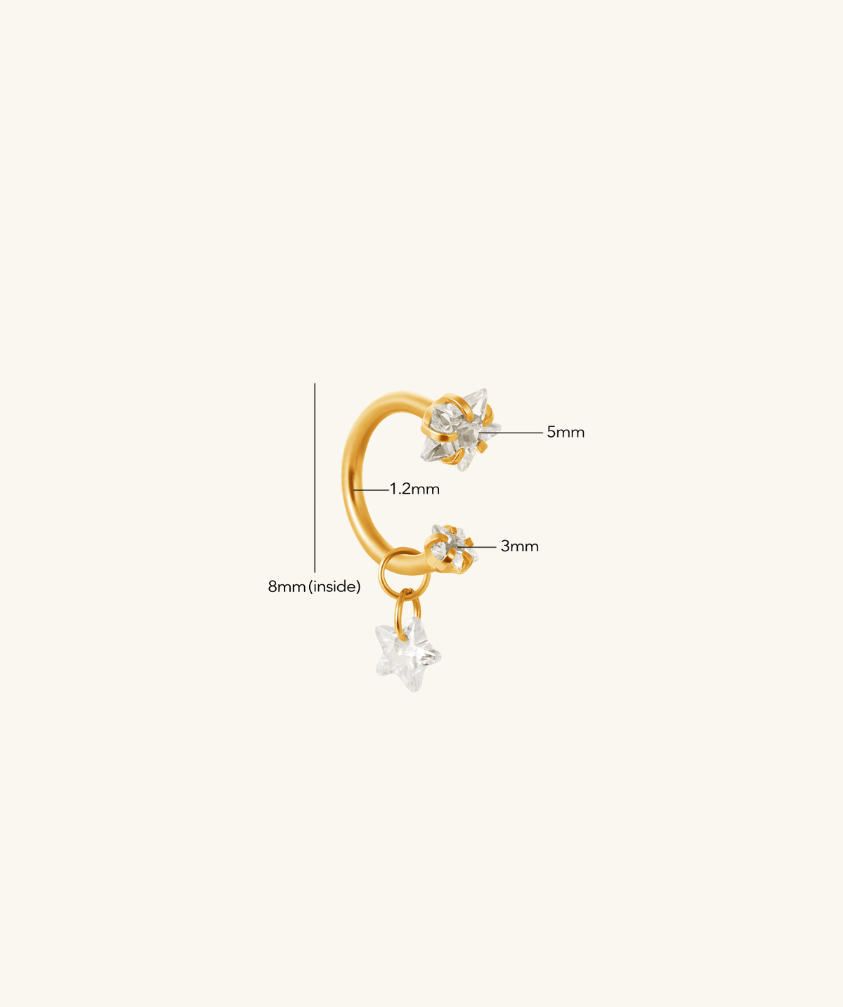 Stella Horseshoe Ring - Stainless Steel & Titanium - Upper Lobe, Helix, Lip - Oumo Jewelry