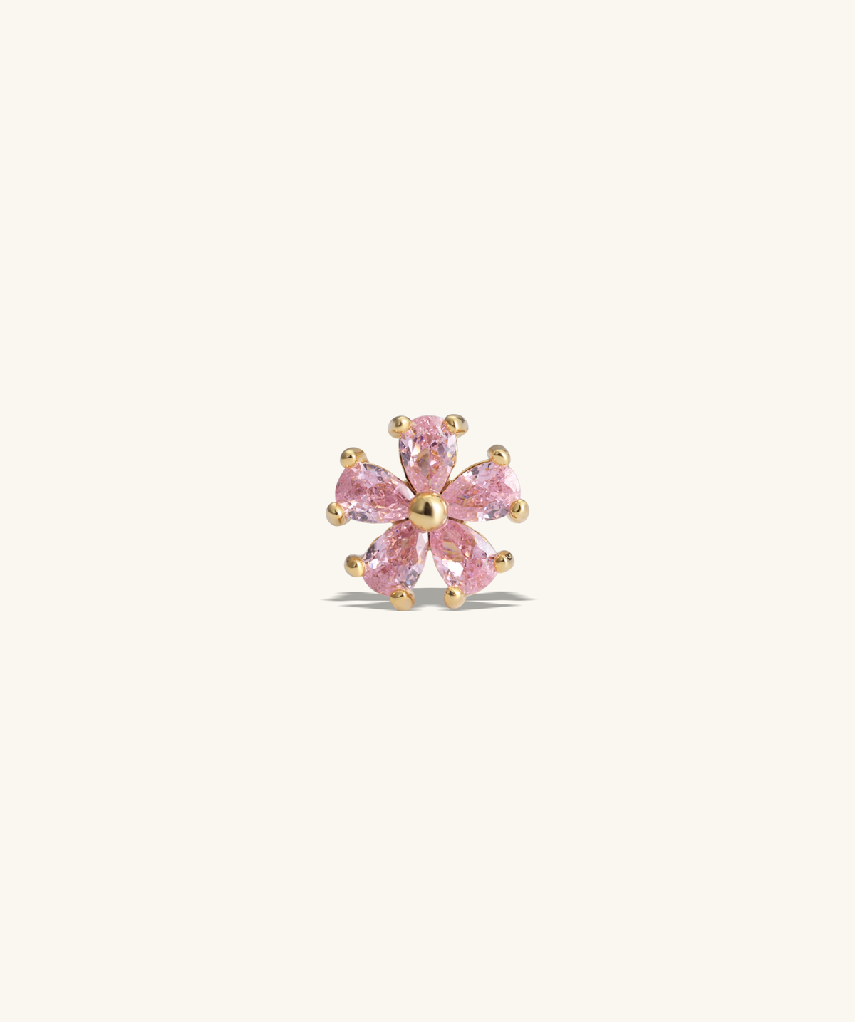 Pink Flower Stud - Stainless Steel - Upper Lobe, Helix - Oumo Jewelry