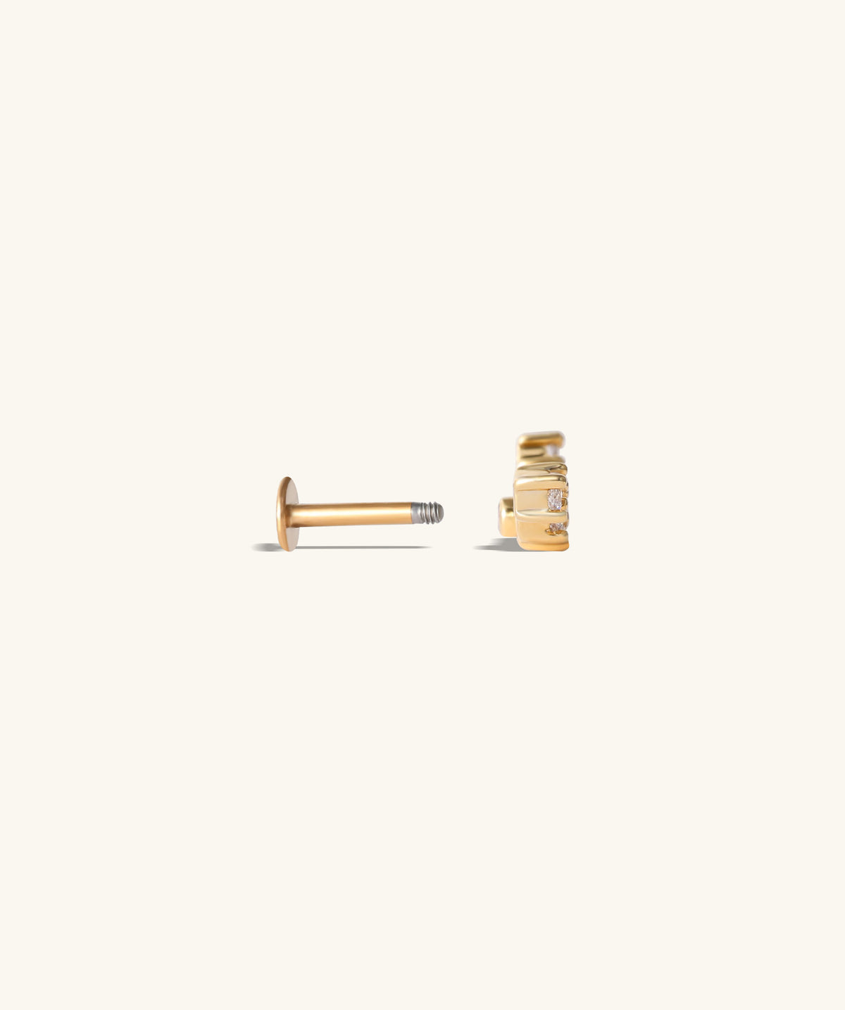 Gems Flat Back Stud - Stainless Steel - Helix, Upper Lobe, Flat - Oumo Jewelry