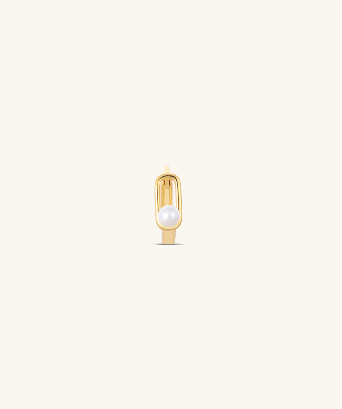 Pearl Paper Clip Hoop - Brass - Upper Lobe - Oumo Jewelry