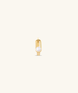 Pearl Paper Clip Hoop - OumoJewelry