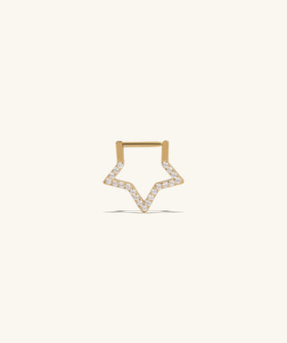 Titanium Sparkle Star Clicker Hoop - OumoJewelry