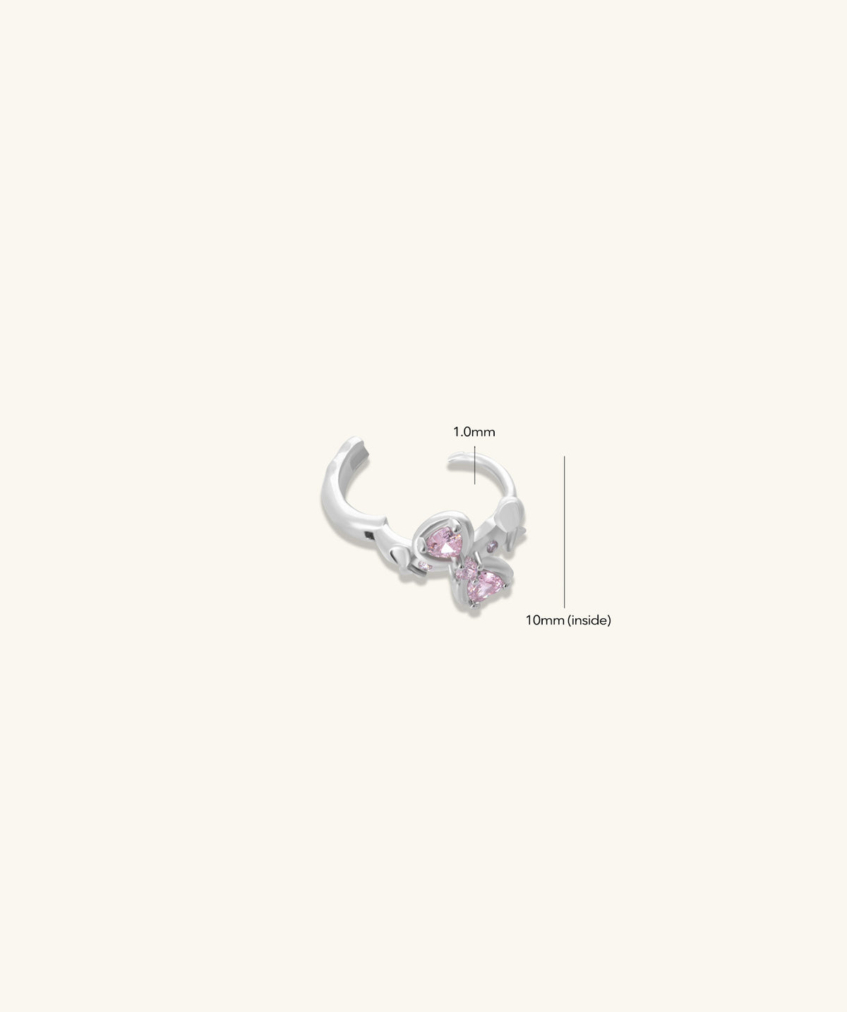 Pink Bow Hoop - Brass - Lobe - Oumo Jewelry