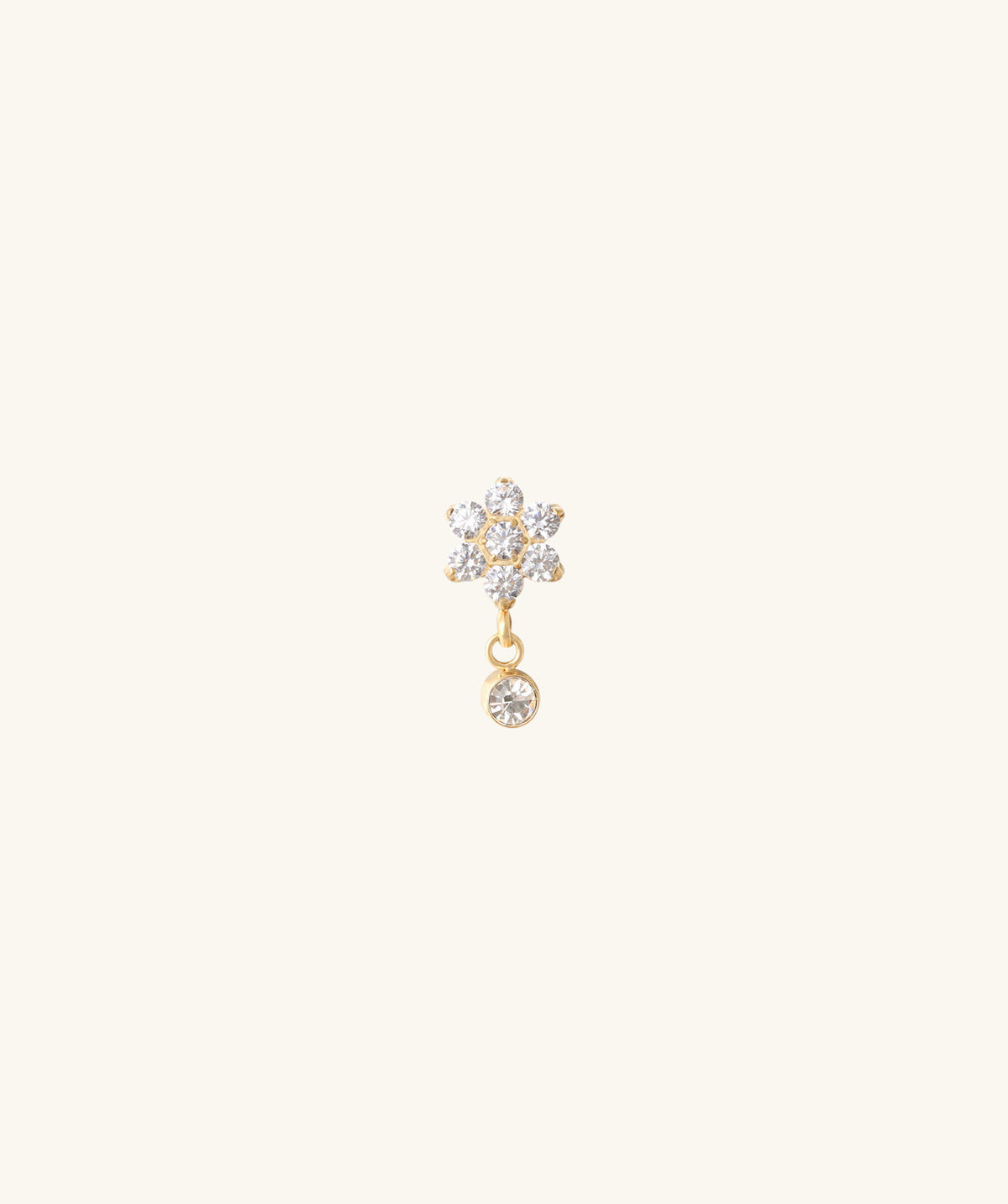 Titanium Flower Gem Flatback Drop - Titanium - Upper Lobe, Helix, Flat - Oumo Jewelry