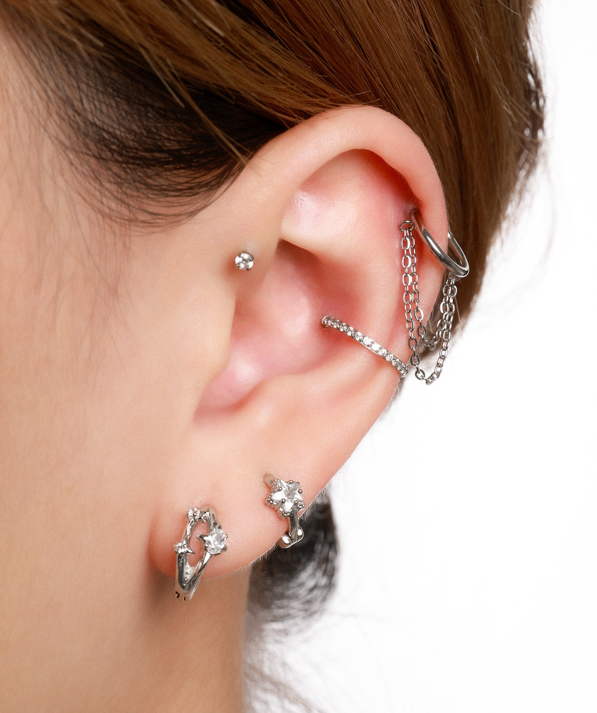 Chain Clicker Hoop - Stainless Steel - Helix, Conch - Oumo Jewelry