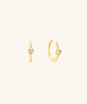 Sparkling Heart Hoops - Brass - Oumo Jewelry