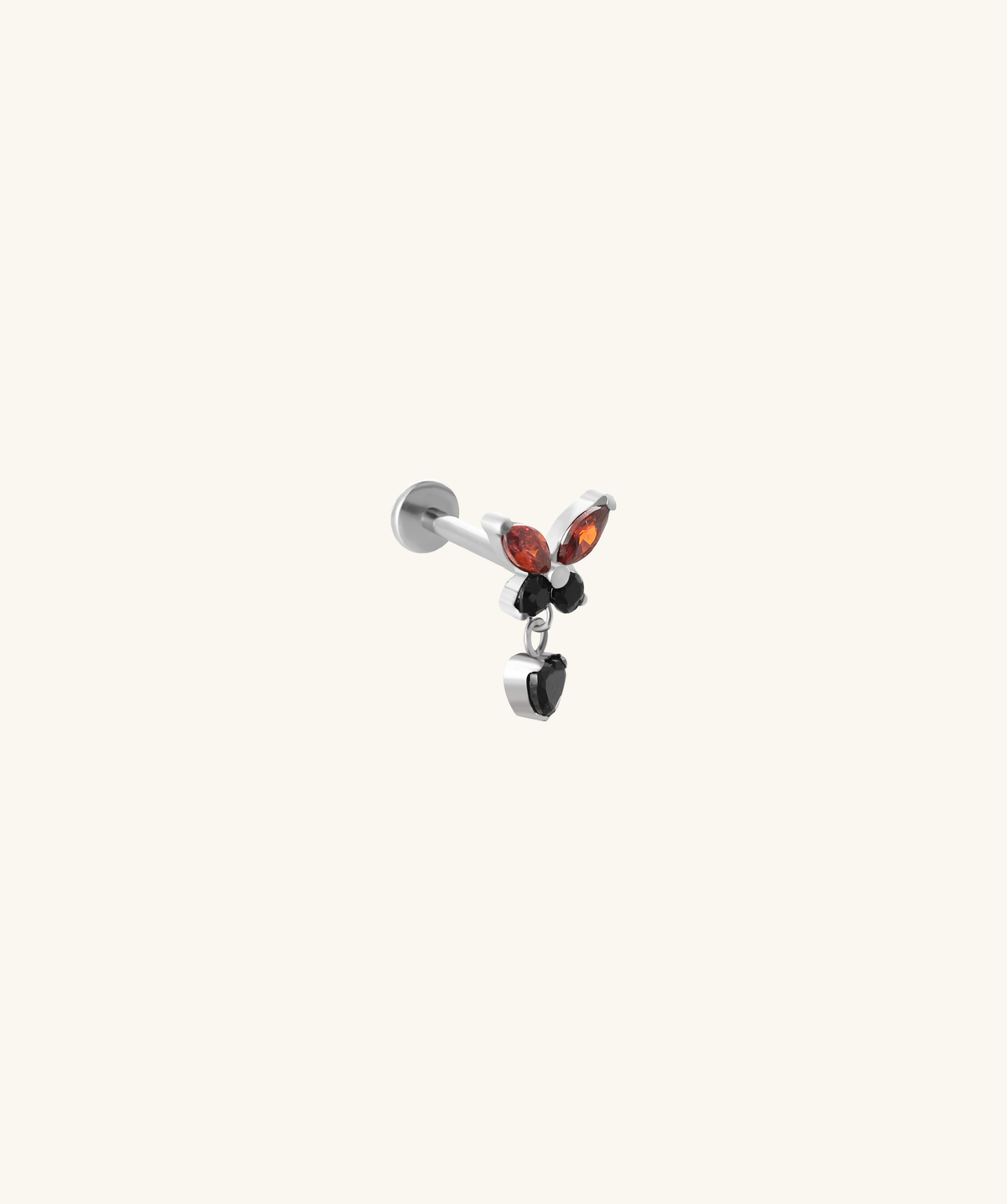 Titanium Charm Butterfly Stud - Titanium - Upper Lobe, Helix, Flat - Oumo Jewelry