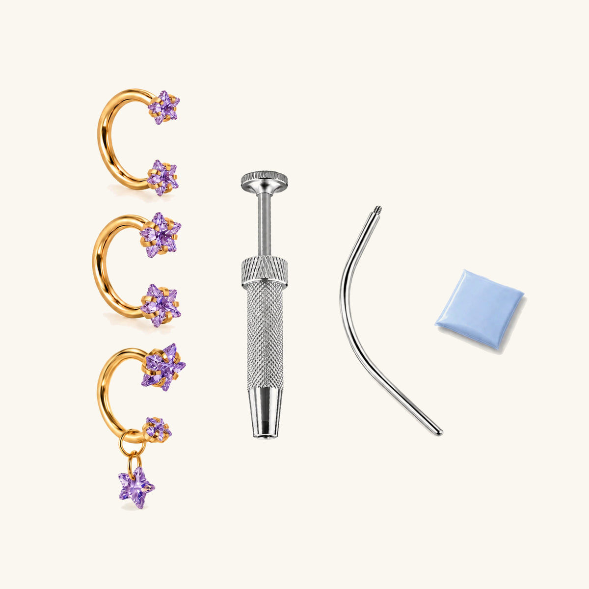 Titanium Starry Horseshoe Piercing Kit - OumoJewelry