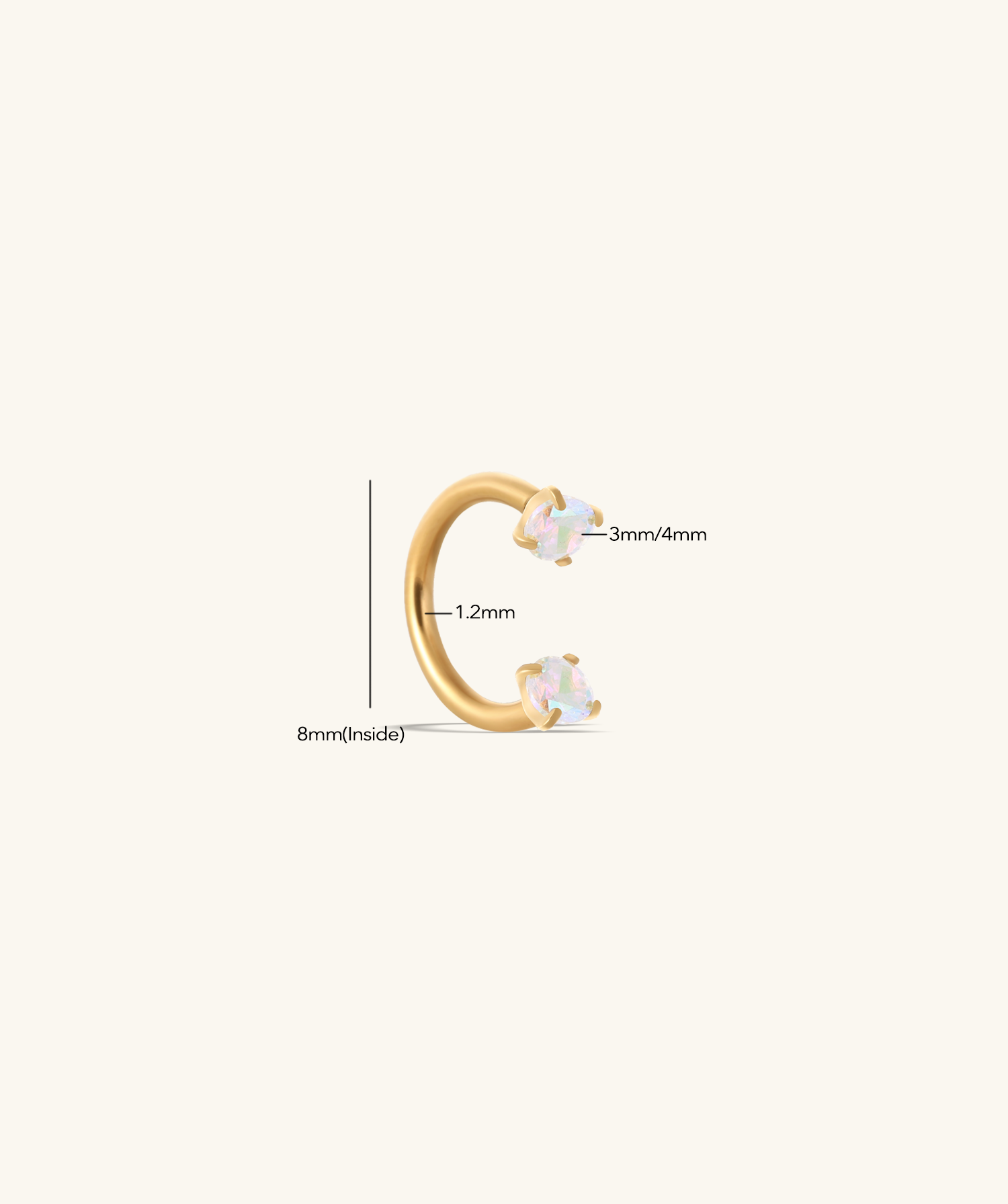 Titanium Gem Horseshoe Ring - OumoJewelry