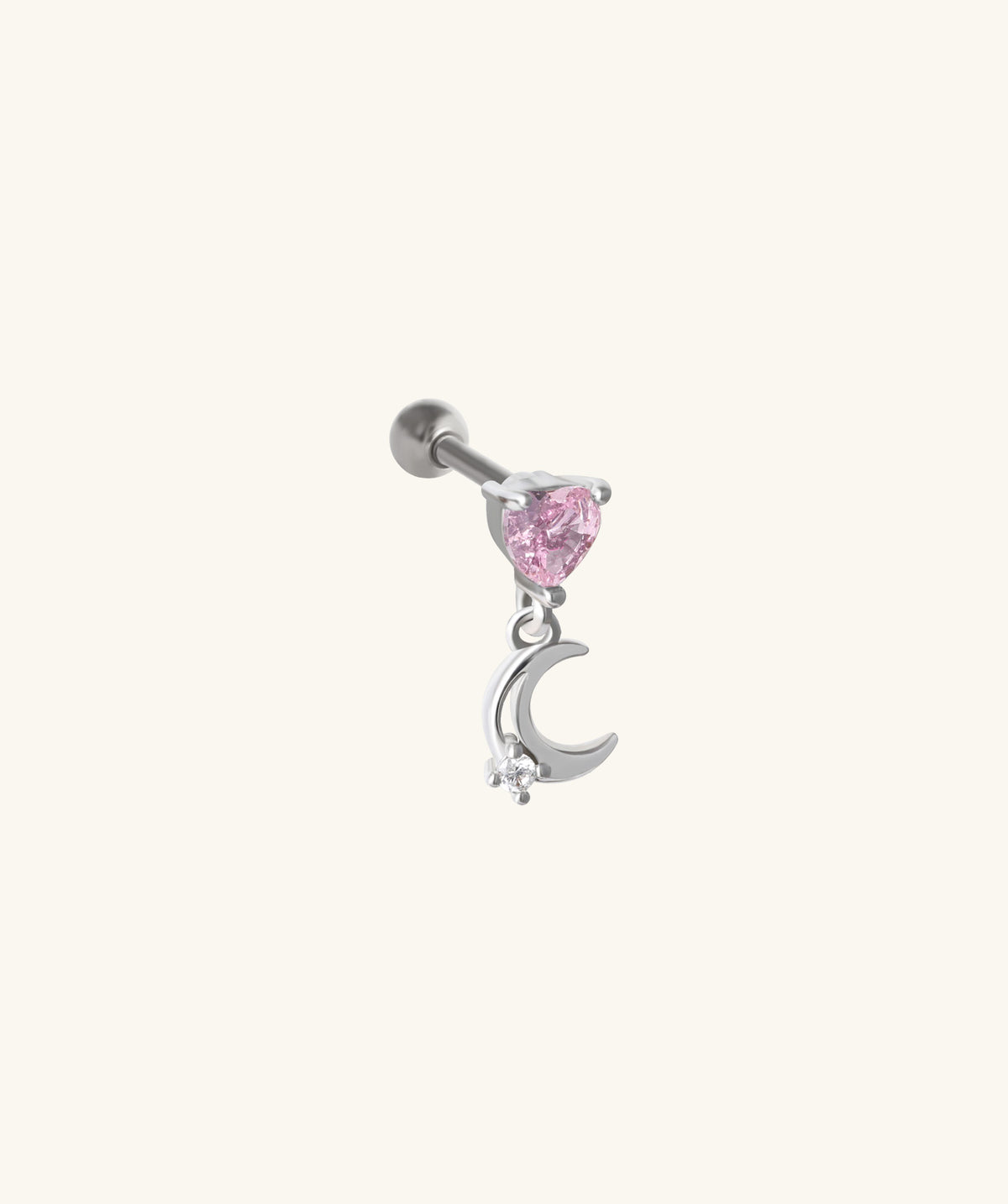 Love Moon Drop - Stainless Steel - Upper Lobe, Flat, Helix - Oumo Jewelry