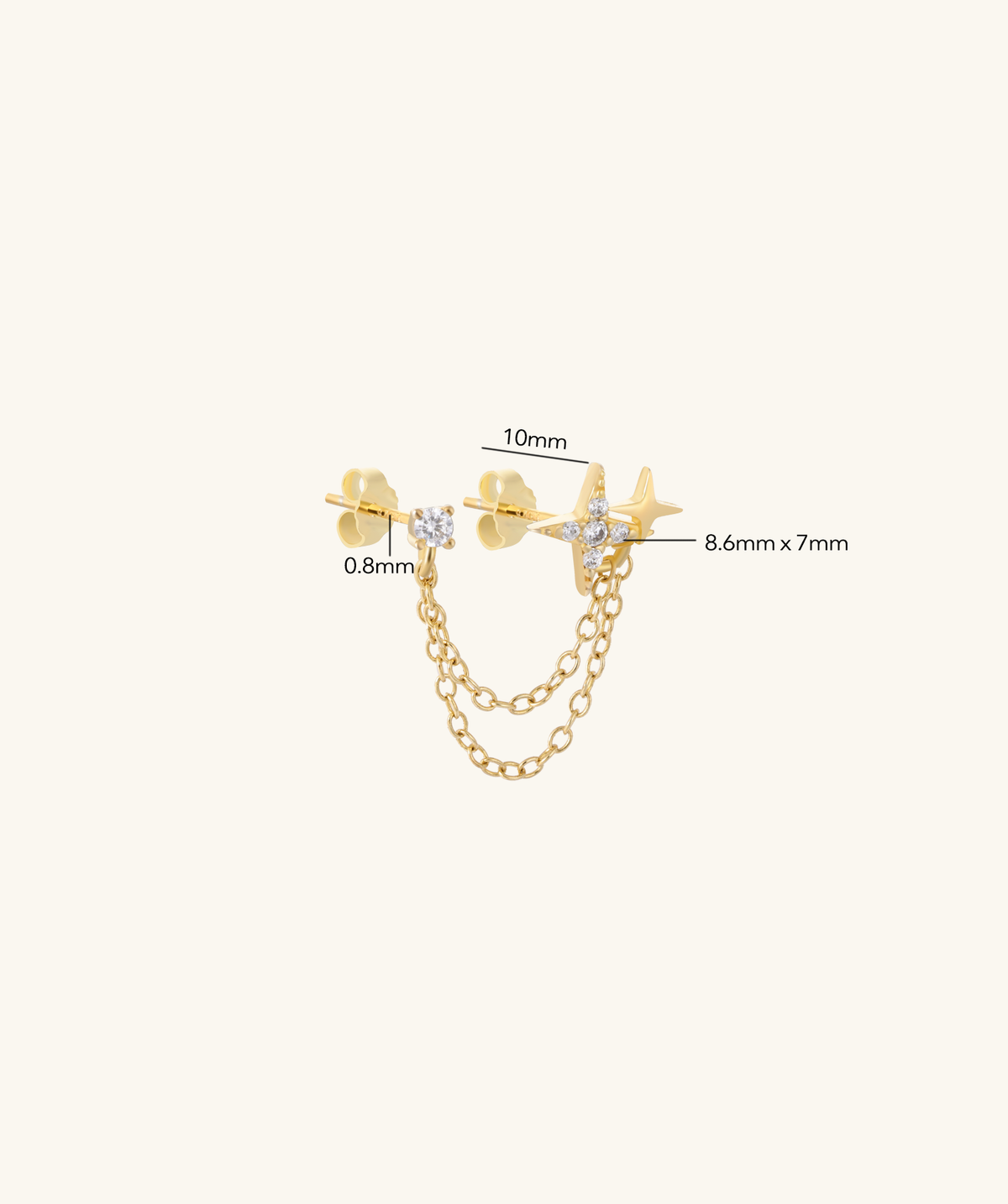 Twinkling Star Chain - Sterling Silver 925 - Lobe, Upper Lobe - Oumo Jewelry