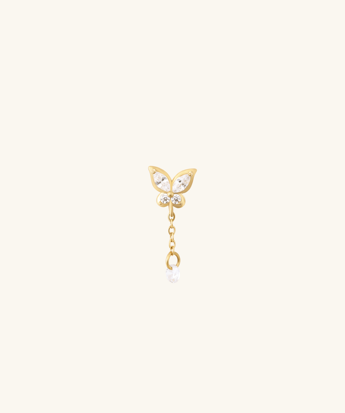 Butterfly Drop Stud - Stainless Steel - Lobe, Upper Lobe, Helix - Oumo Jewelry