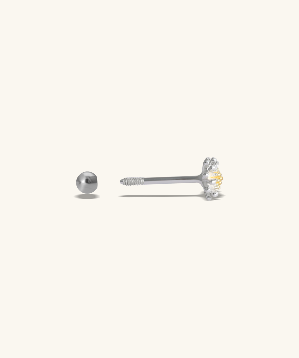 Daisy Stud - Sterling Silver 925 - Upper Lobe, Helix, Flat - Oumo Jewelry