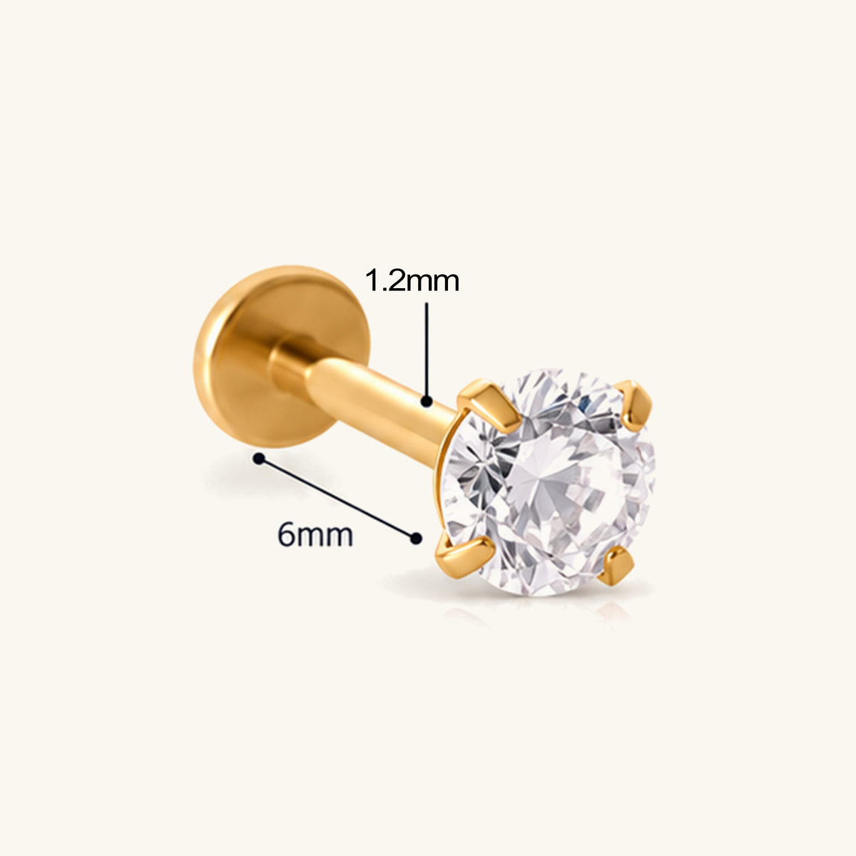 Titanium Round CZ Stud