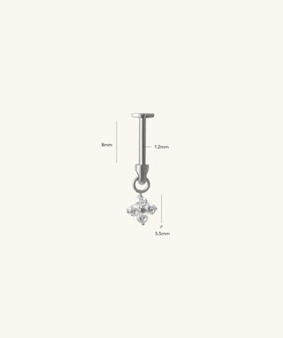 Titanium Flower Vertical Helix Flatback Stud - OumoJewelry