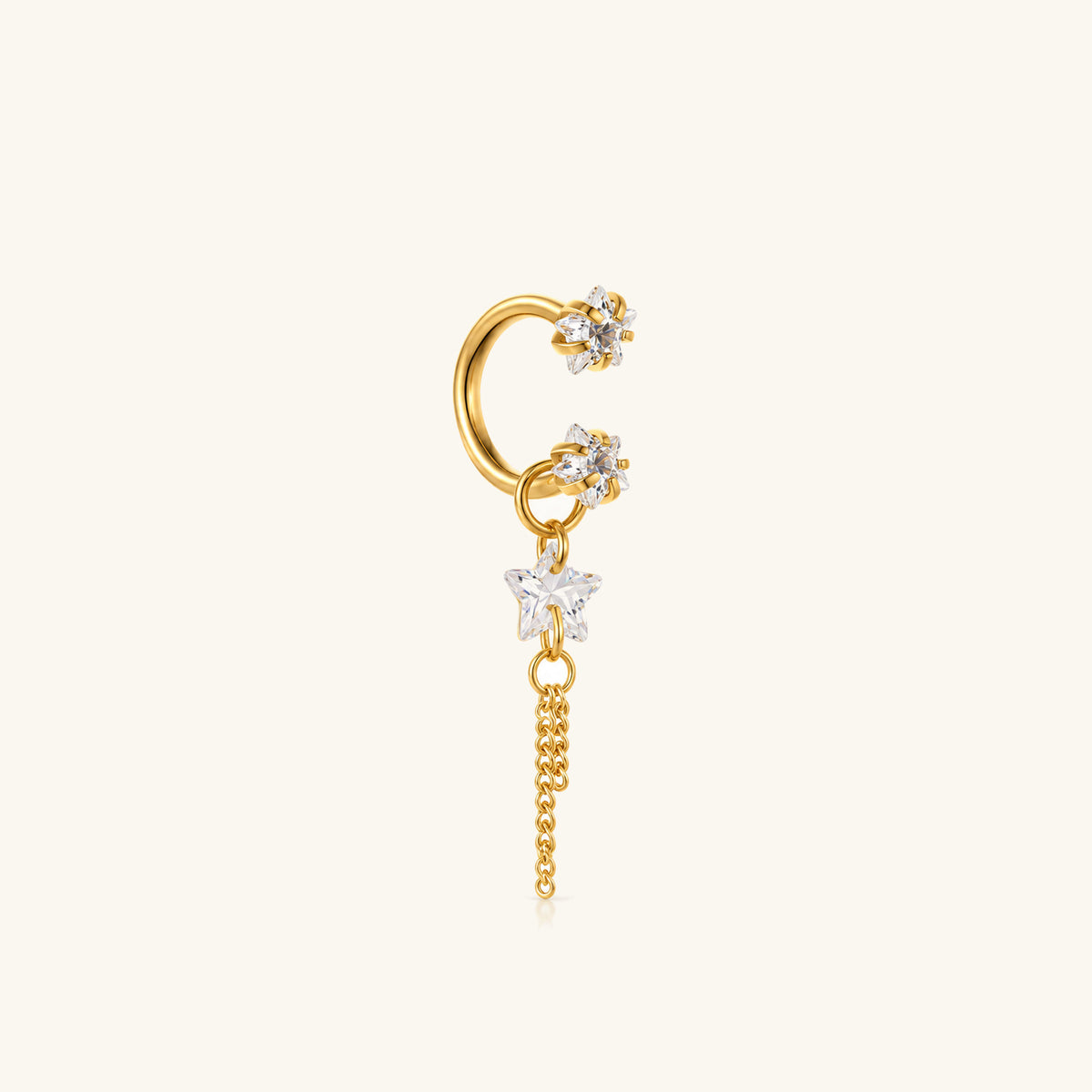 Starfall Chain Charm Horseshoe Ring - OumoJewelry