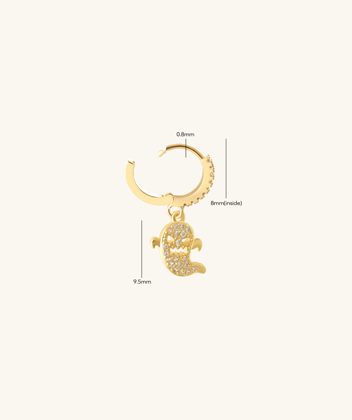 Ghost Dangle Hoop - Brass - Lobe - Oumo Jewelry
