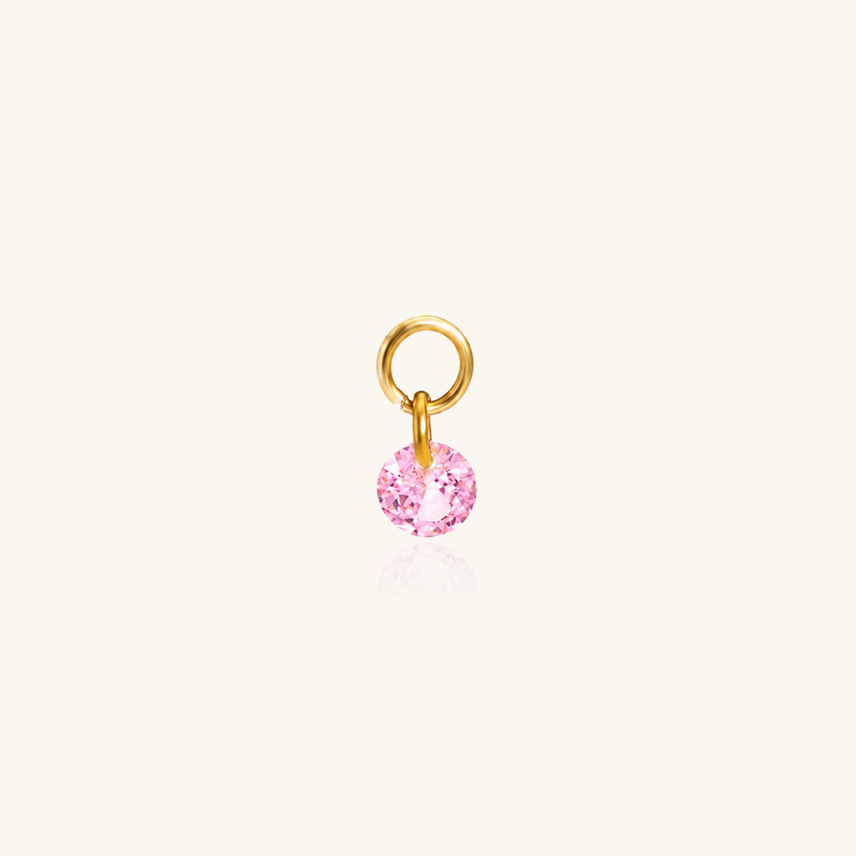 Single Round CZ Charm Drop - Stainless Steel - Oumo Jewelry