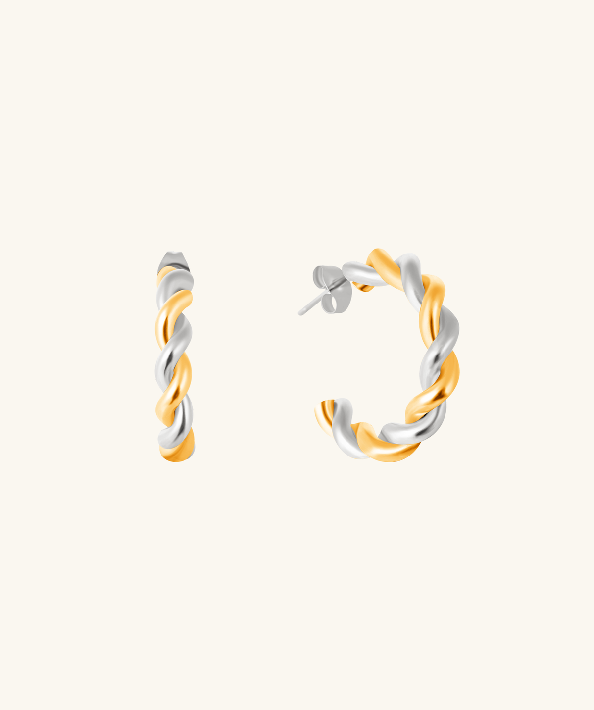 Twist Huggie Hoops - Stainless Steel - Oumo Jewelry