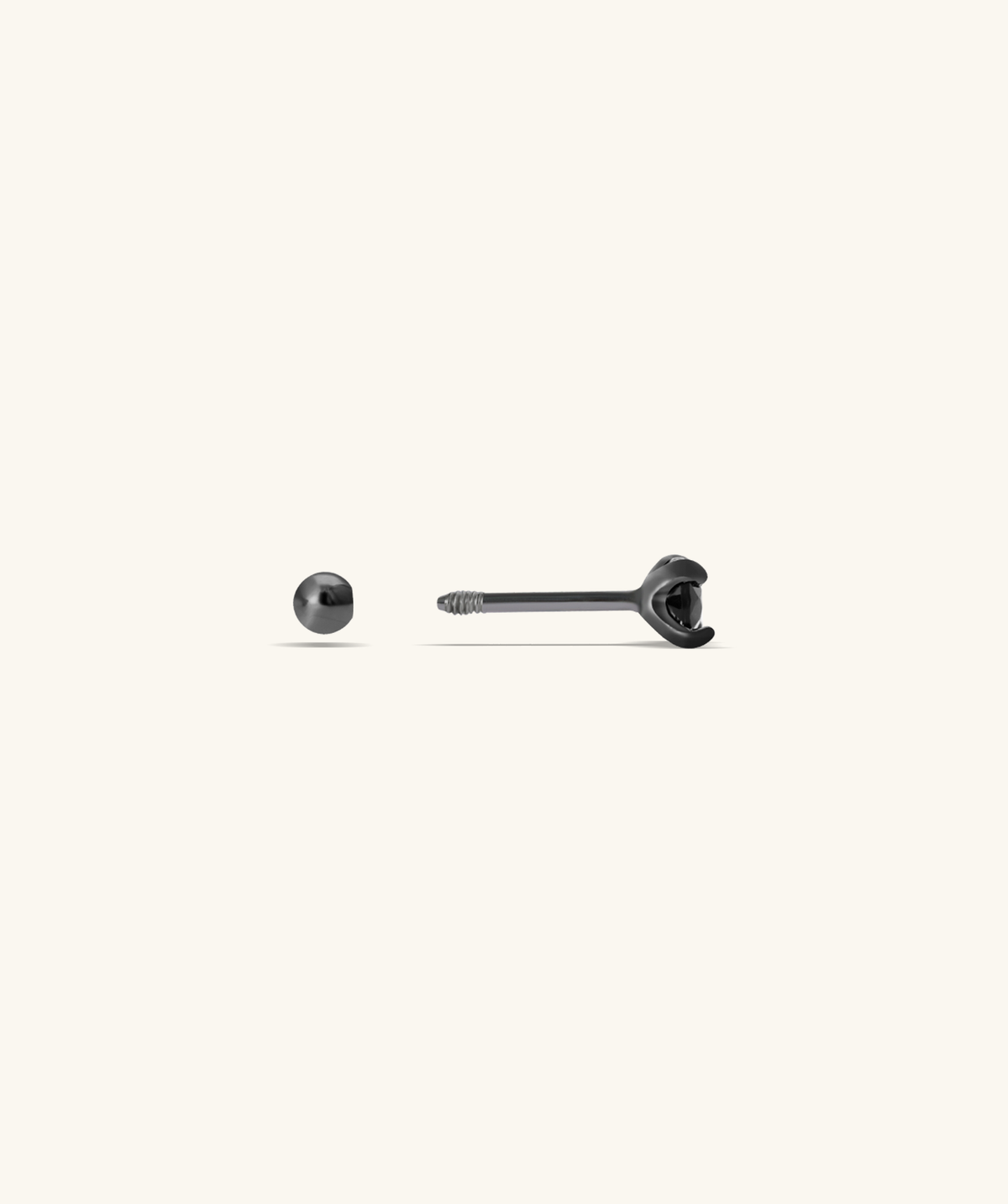 Basic Black Gemstone Stud - Sterling Silver 925 - Upper Lobe, Helix, Flat - Oumo Jewelry