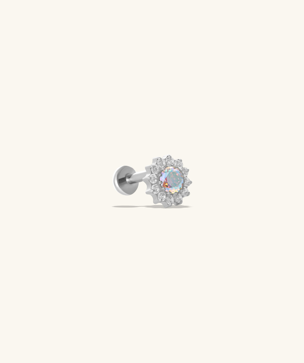 Titanium Charm Flower Flatback Stud - Titanium - Upper Lobe, Flat, Conch - Oumo Jewelry
