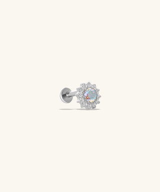 Titanium Charm Flower Flatback Stud - OumoJewelry
