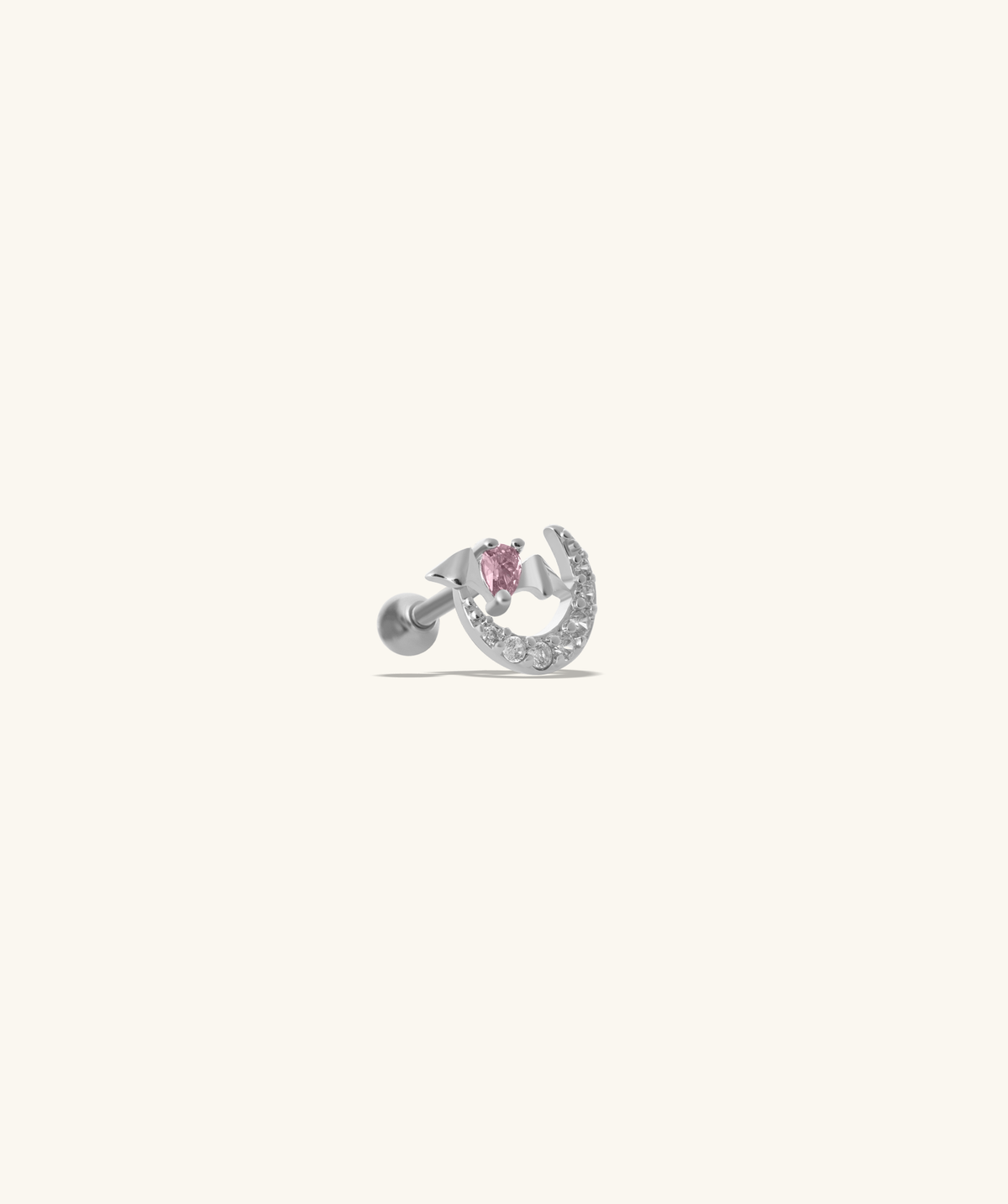 Moon Bat Stud - Stainless Steel - Upper Lobe, Helix - Oumo Jewelry