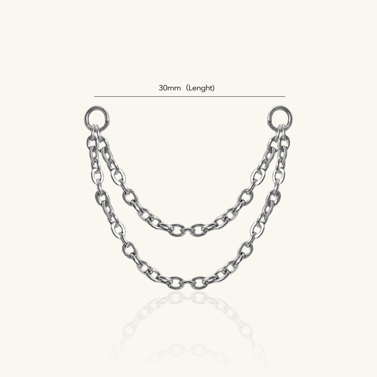 Titanium Double Chain Charm Drop - Titanium - Oumo Jewelry