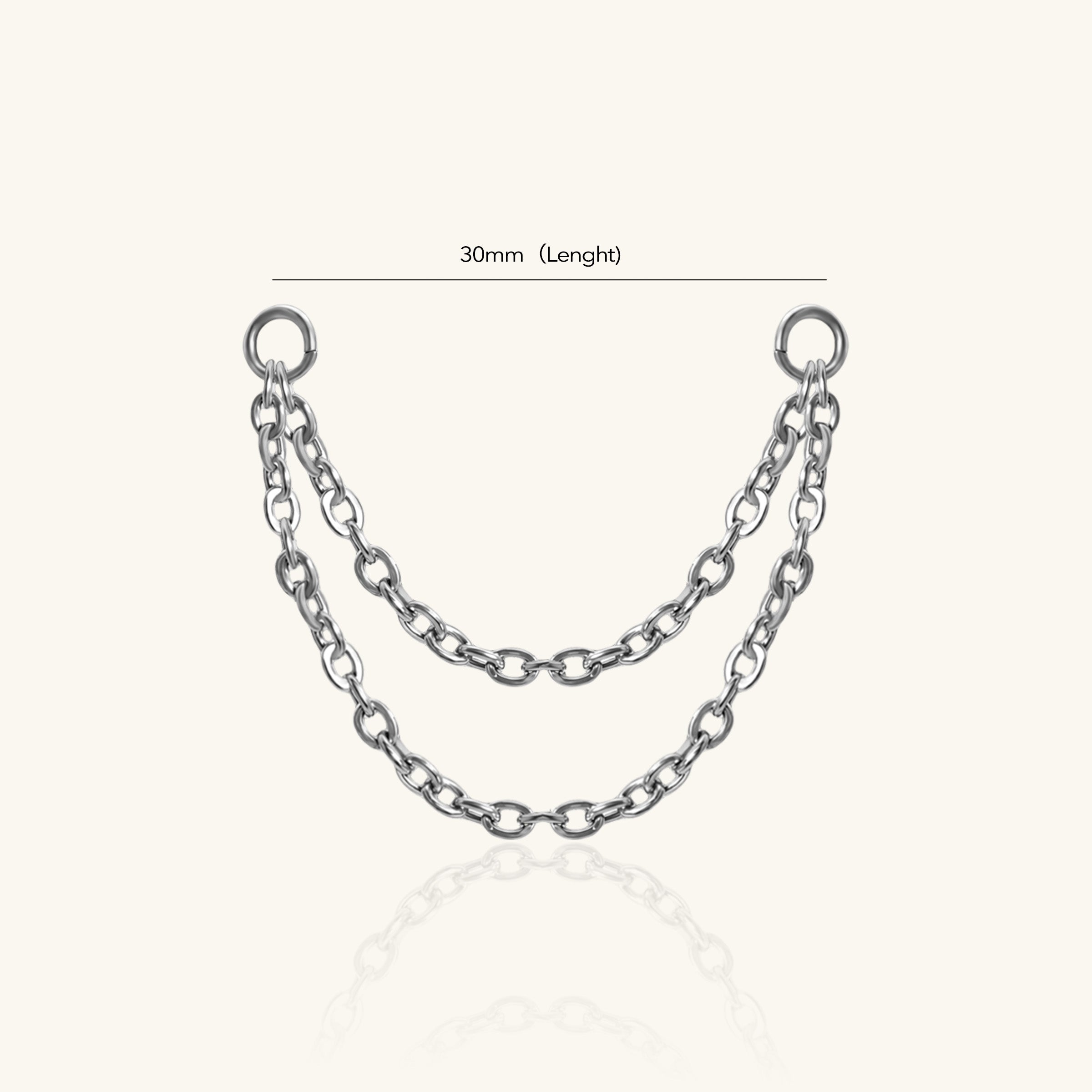 Titanium Double Chain Charm Drop