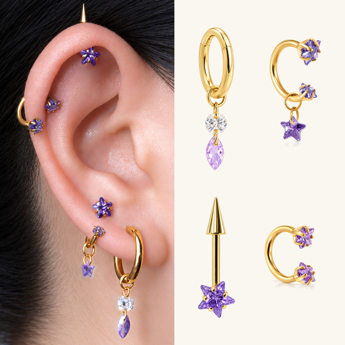 Titanium Purple Enya Ear Stack Set