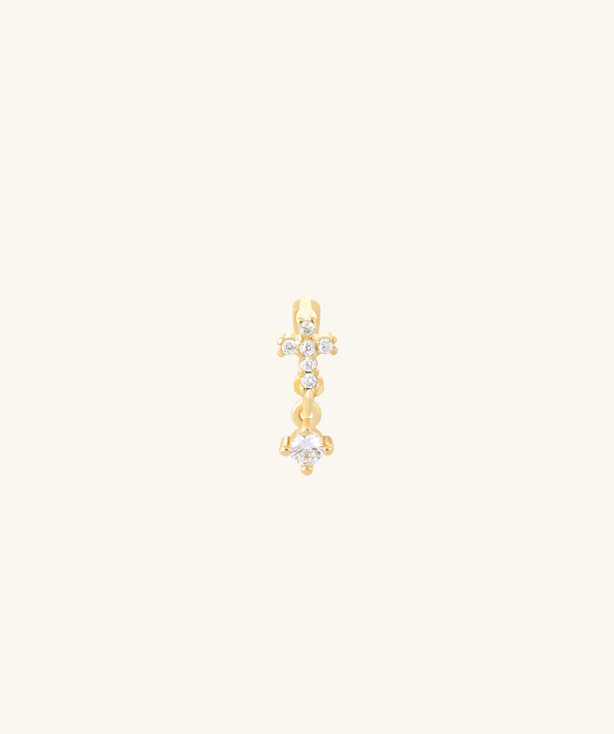 Gem Cross Hoop - Brass - Upper Lobe, Helix - Oumo Jewelry