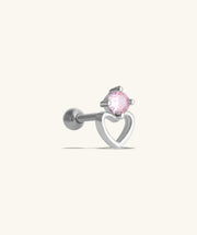 Charming Hollow Heart Stud - Stainless Steel - Upper Lobe, Helix - Oumo Jewelry