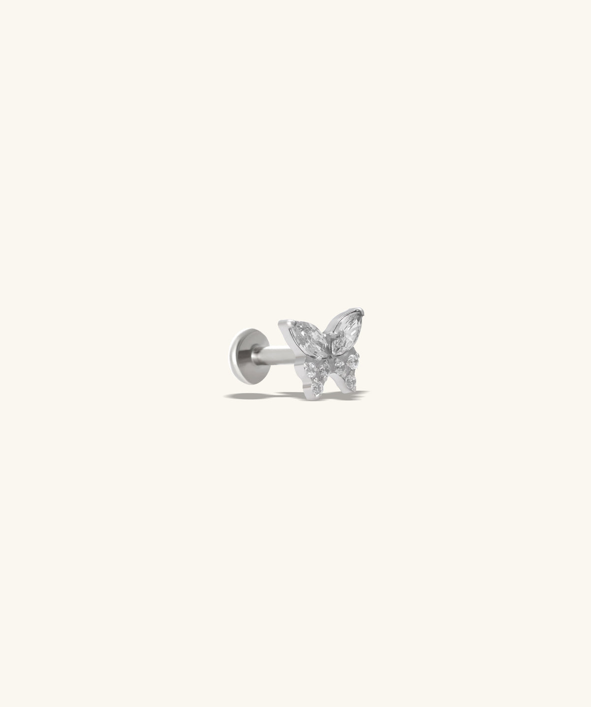 Titanium Charm Butterfly Flatback Stud - Titanium - Helix, Upper Lobe, Conch - Oumo Jewelry