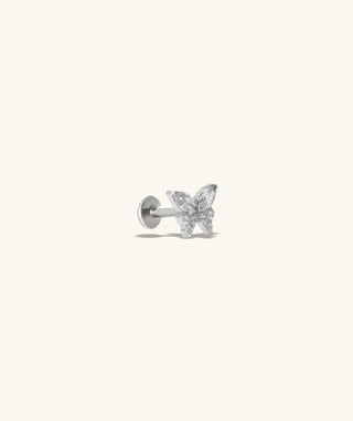 Titanium Charm Butterfly Flatback Stud - OumoJewelry