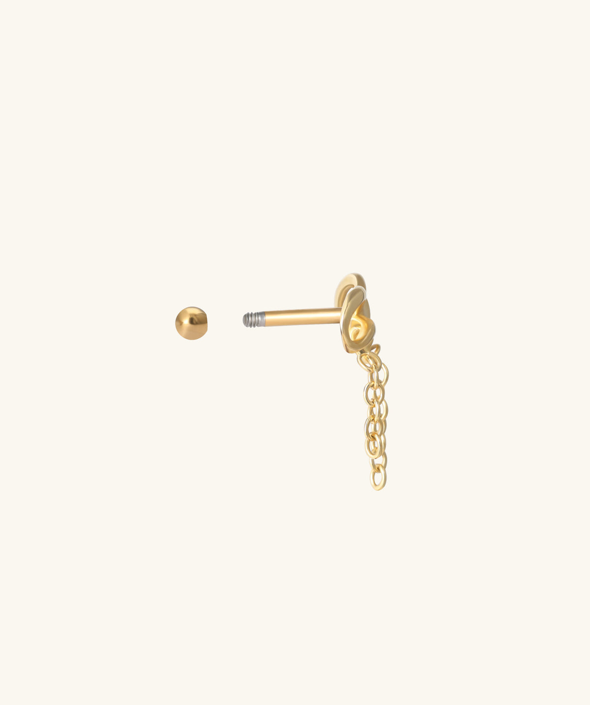 Sweet Bow Chain Drop - Stainless Steel - Upper Lobe, Helix, Flat - Oumo Jewelry