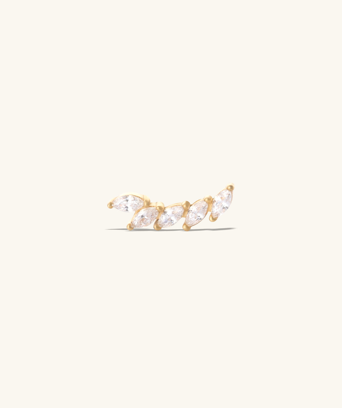 Titanium Marquise Curve Flatback Stud - Titanium - Helix, Forward Helix, Upper Lobe - Oumo Jewelry