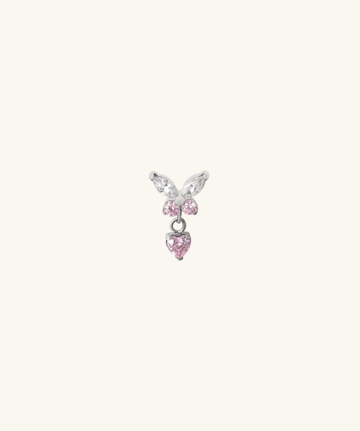 Titanium Charm Butterfly Stud - Titanium - Upper Lobe, Helix, Flat - Oumo Jewelry