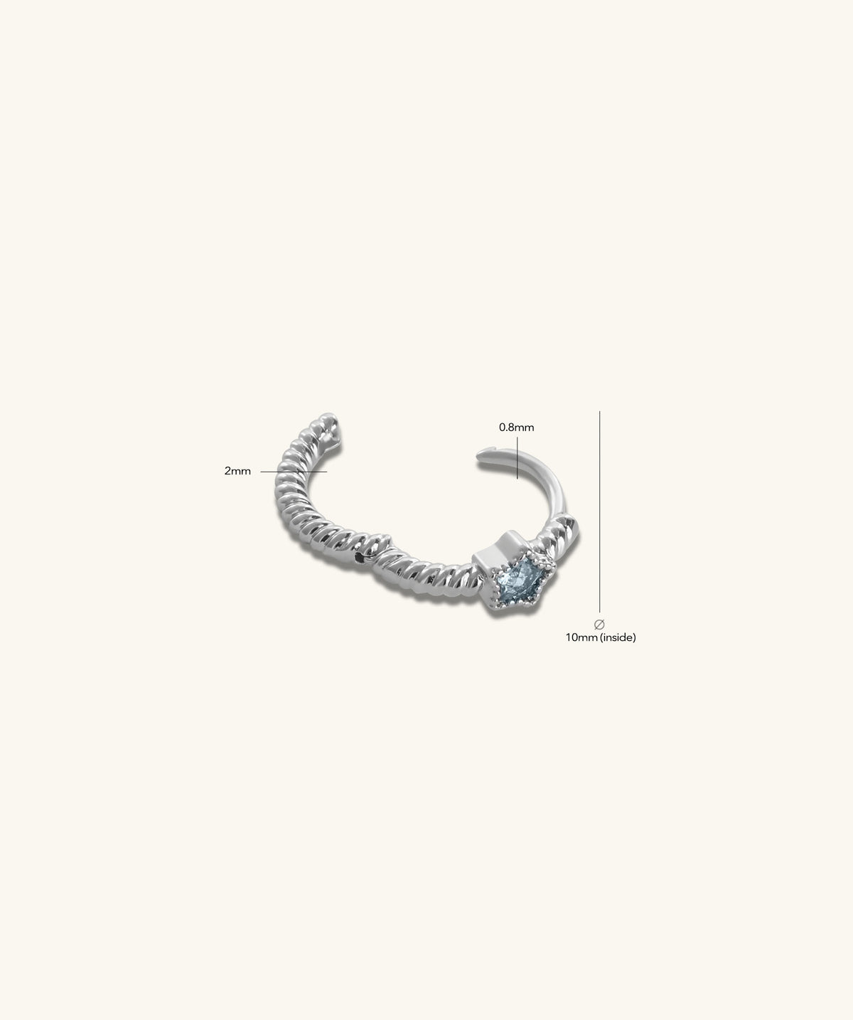 Blue Gem Star Hoop - Brass - Lobe - Oumo Jewelry