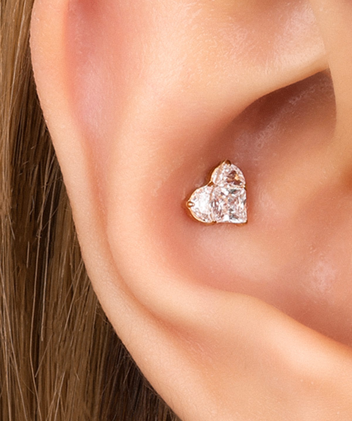 Titanium Love Flatback Stud - Titanium - Helix, Upper Lobe, Conch - Oumo Jewelry