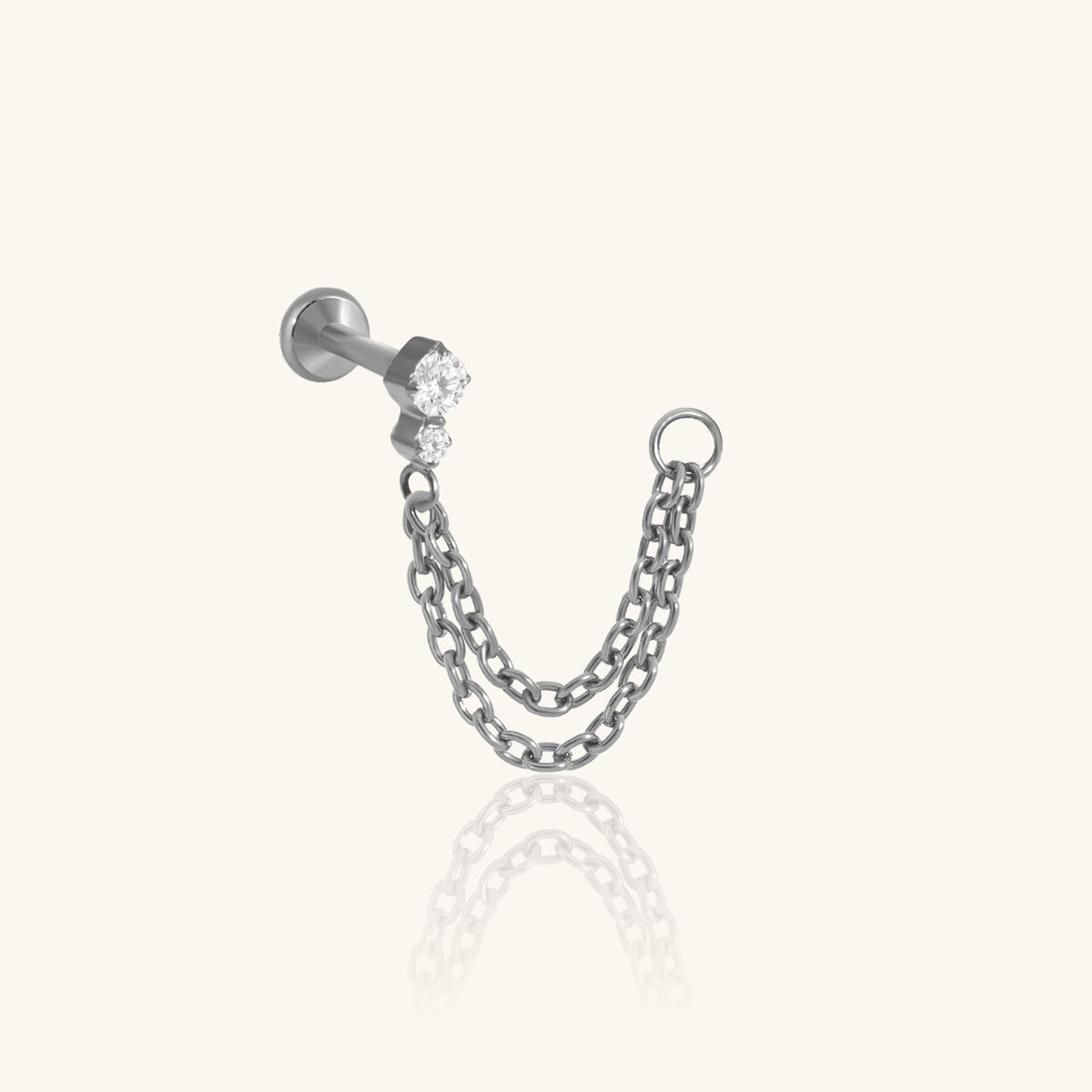 Titanium Amina Flat Back Stud - Titanium - Helix, Upper Lobe, Lobe - Oumo Jewelry