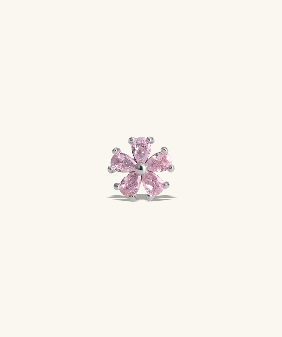 Pink Flower Stud - Stainless Steel - Upper Lobe, Helix - Oumo Jewelry