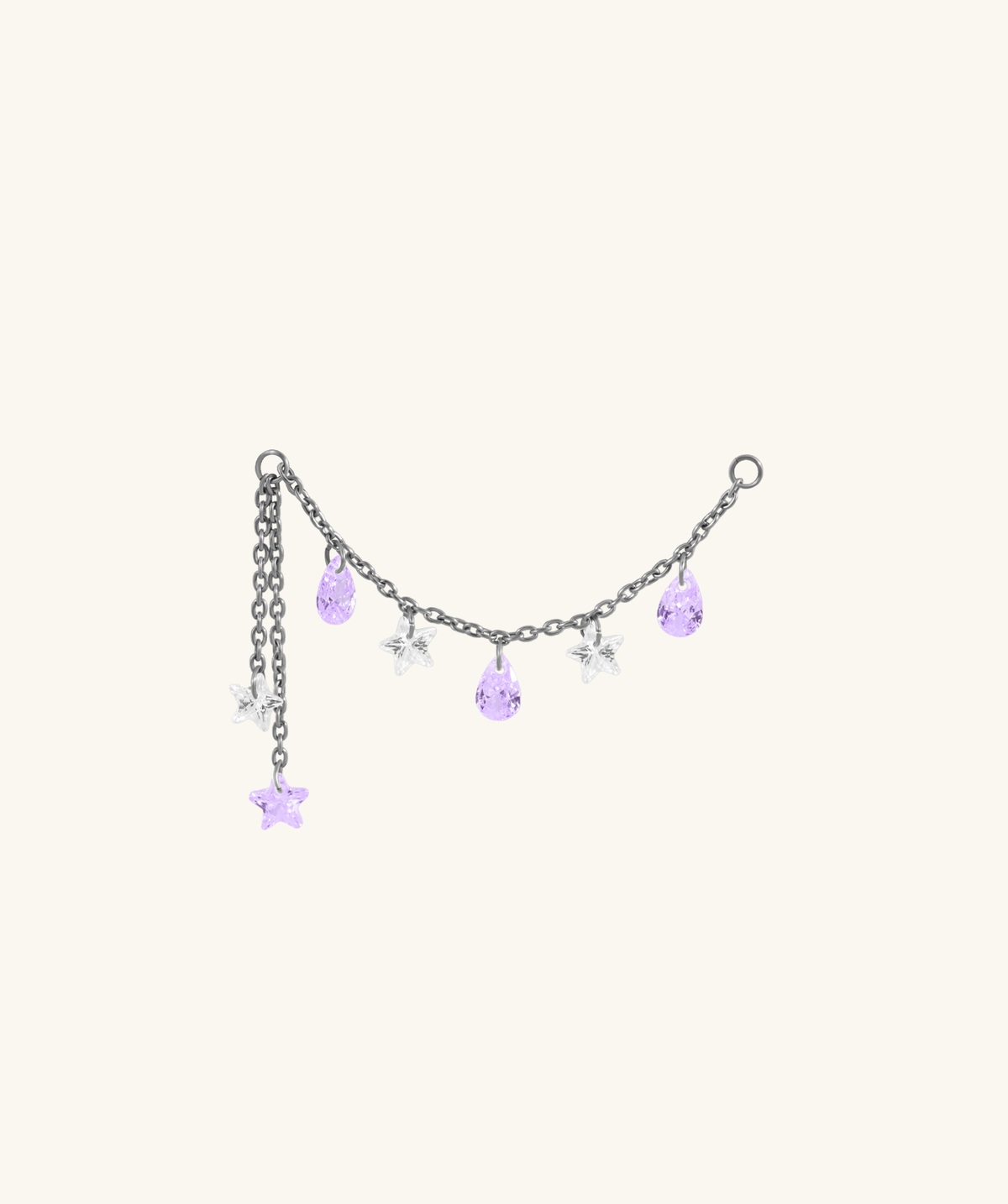 Titanium Alina Star Chain Drop - Titanium - Oumo Jewelry