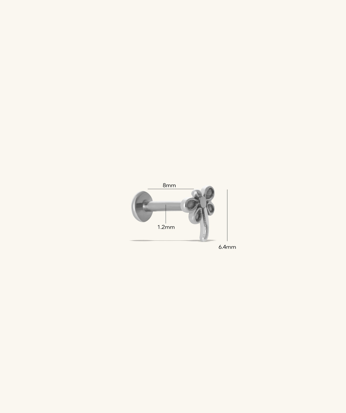 Titanium Dragonfly Flatback Stud - Titanium - Helix, Forward Helix, Upper Lobe - Oumo Jewelry