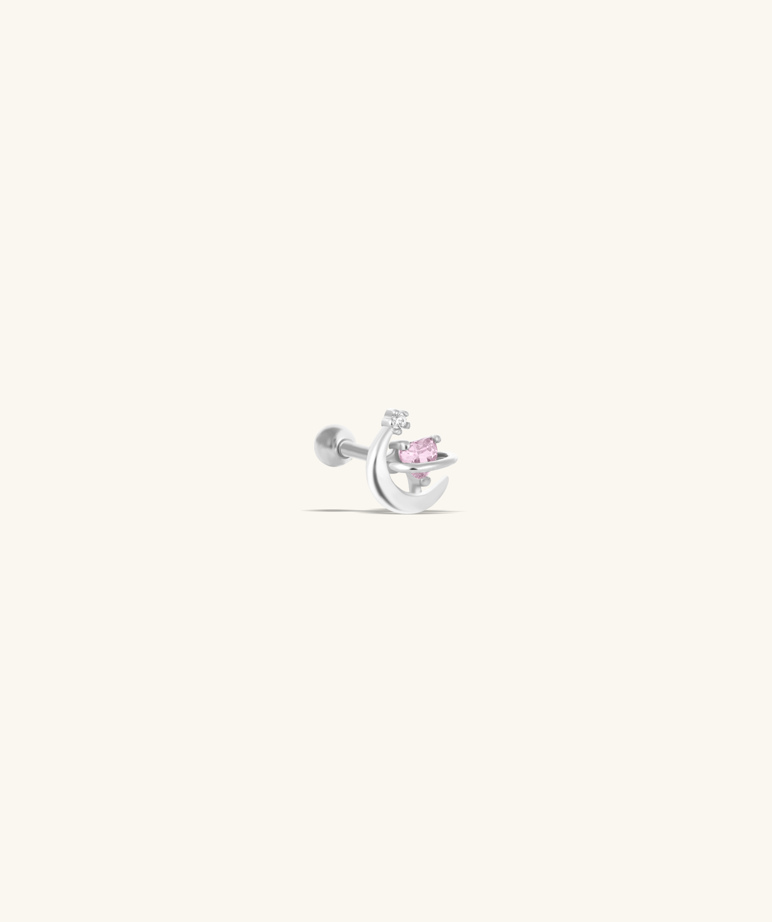 Charming Heart Moon Stud - OumoJewelry