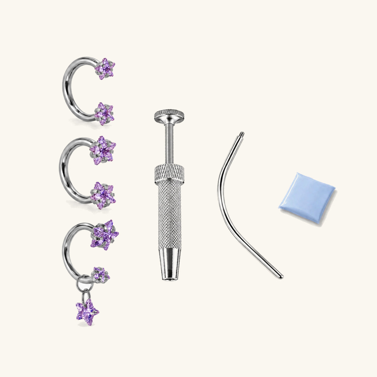 Titanium Starry Horseshoe Piercing Kit - OumoJewelry
