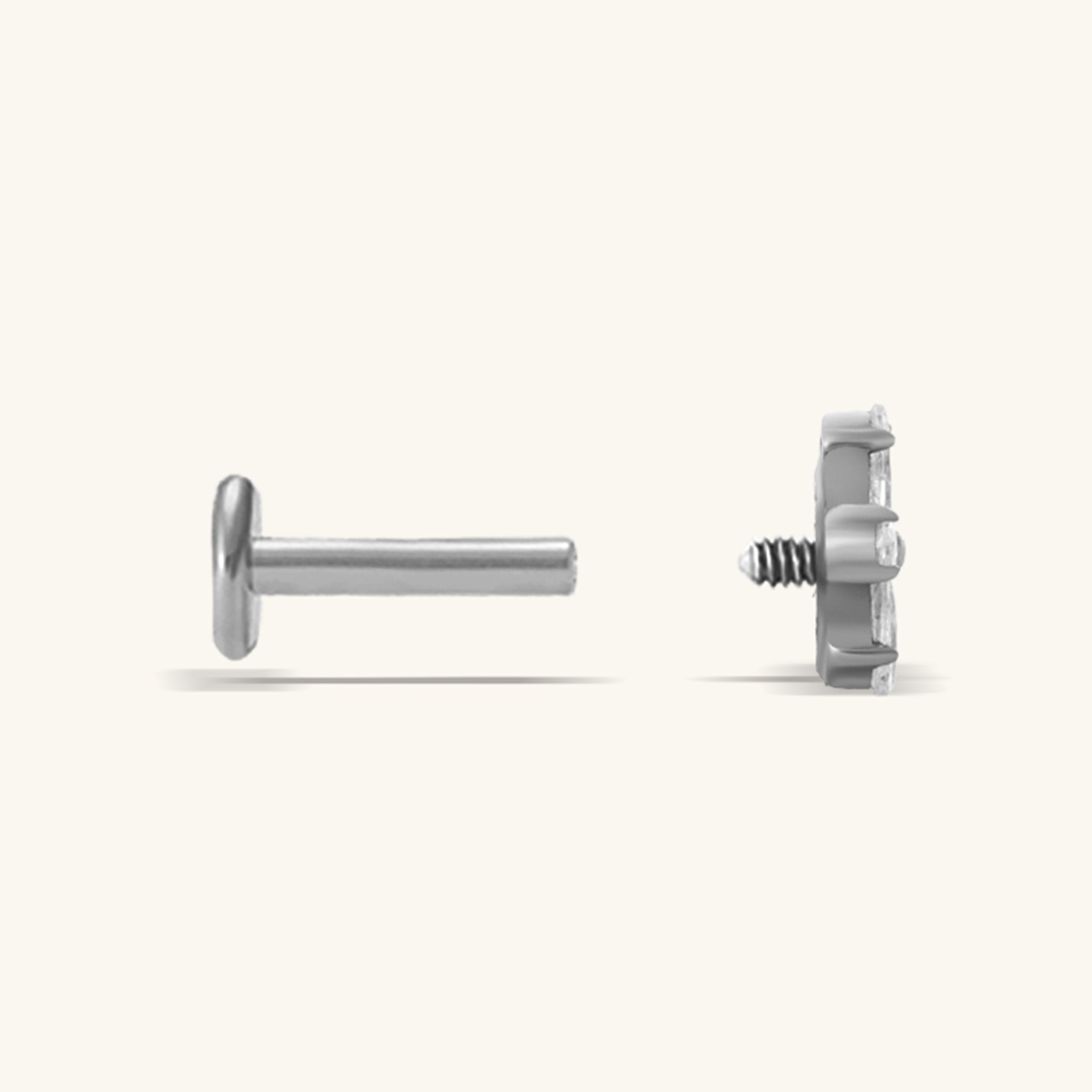 Titanium Dazzling Flower Flatback Stud